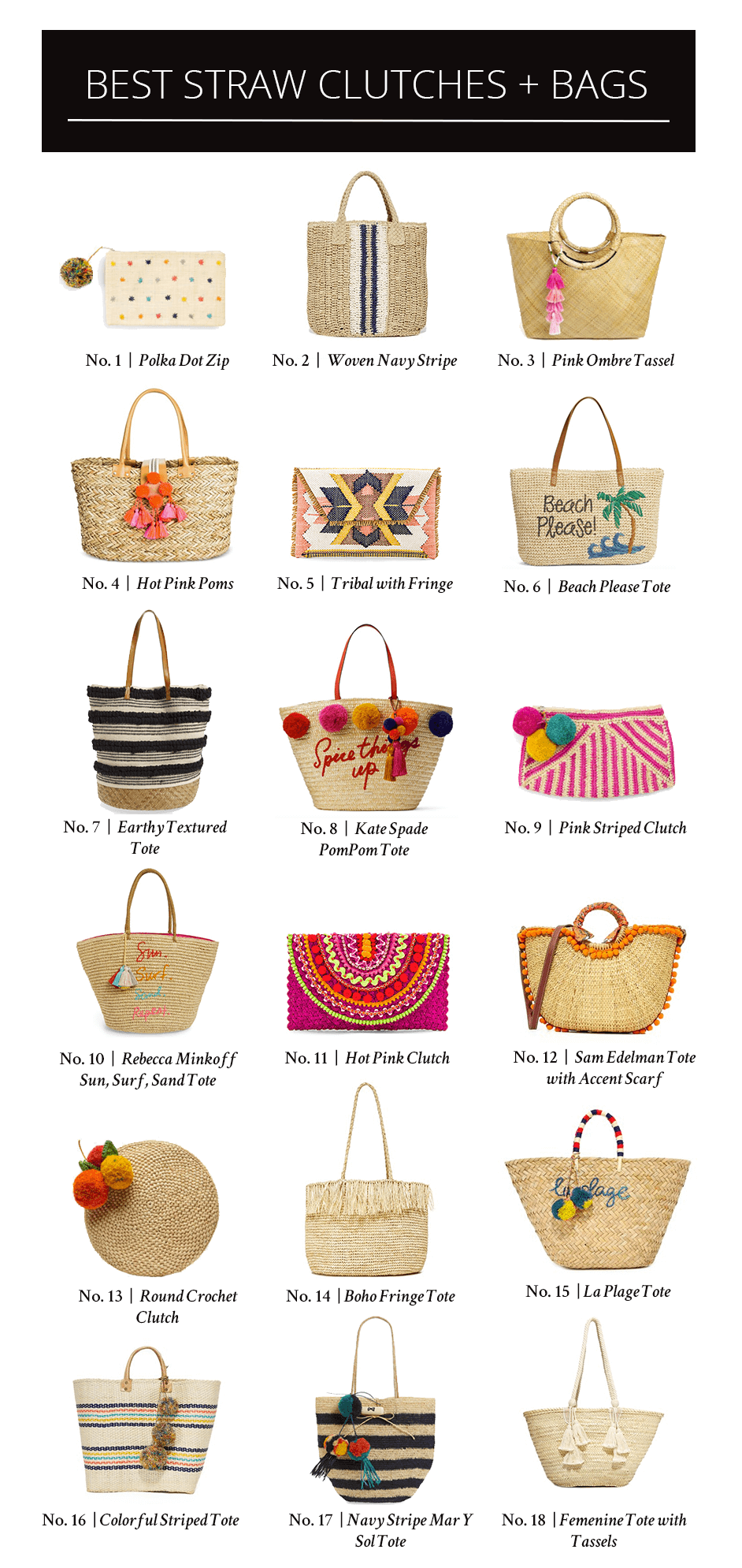 The best straw bags for summer from The Southern Style Guide, Straw Clutches, Beach Bags