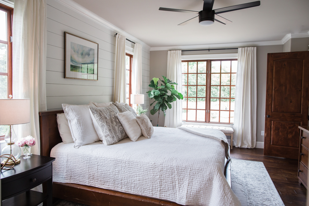 white and grey master bedroom, one room challenge, master bedroom reveal featured by popular South Carolina lifestyle blogger, The Southern Style Guide