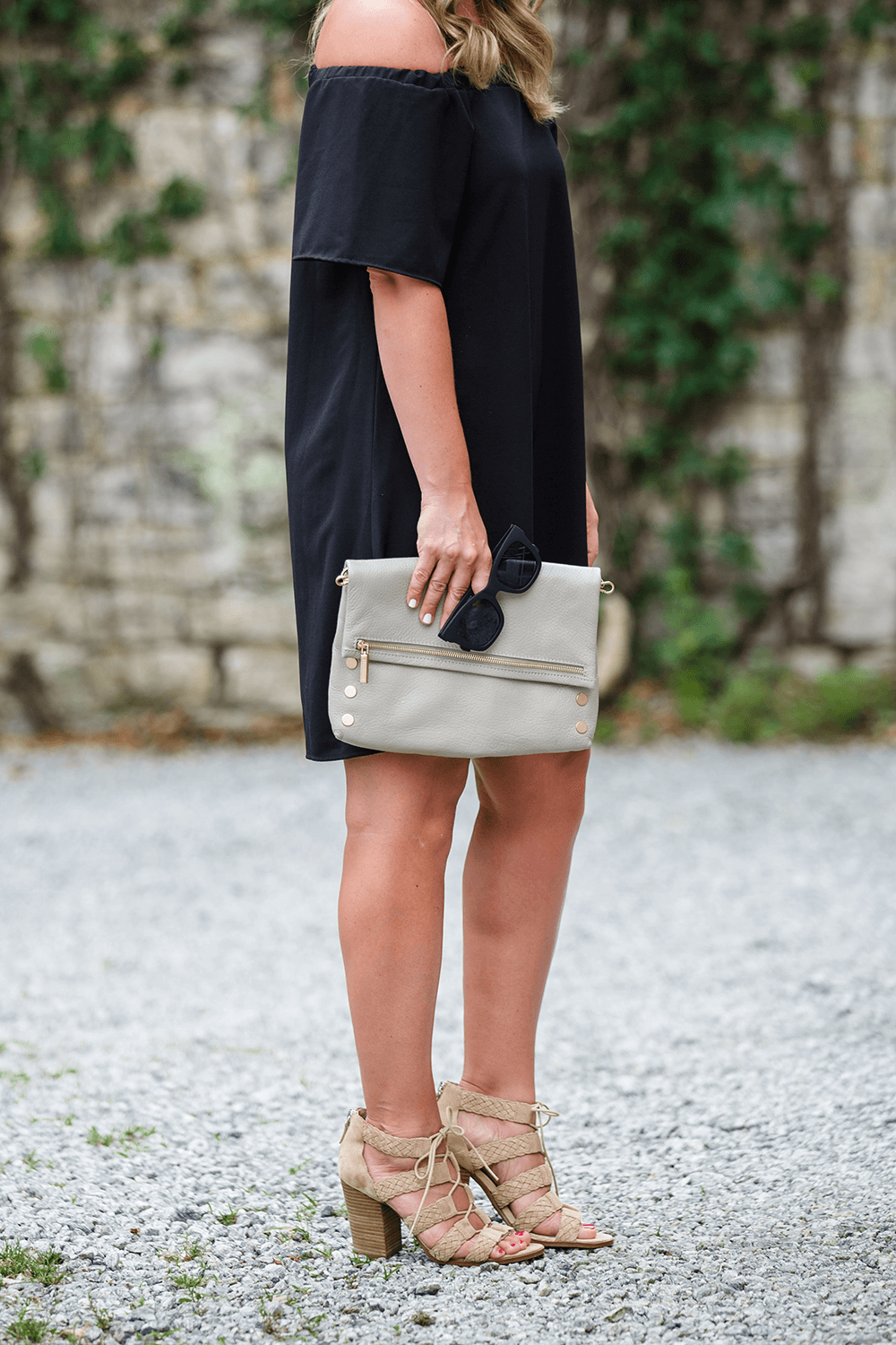 cristin cooper, the southern style guide, black off the shoulder dress