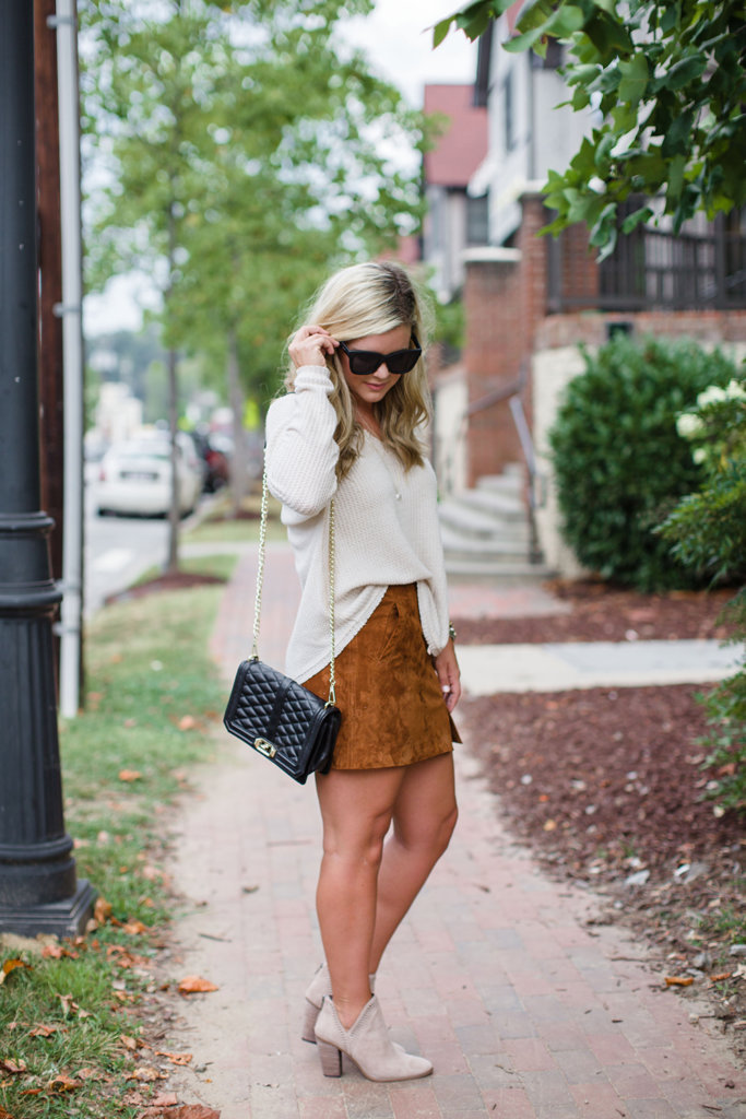 Suede Skirt Outfit for Fall - Cristin Cooper
