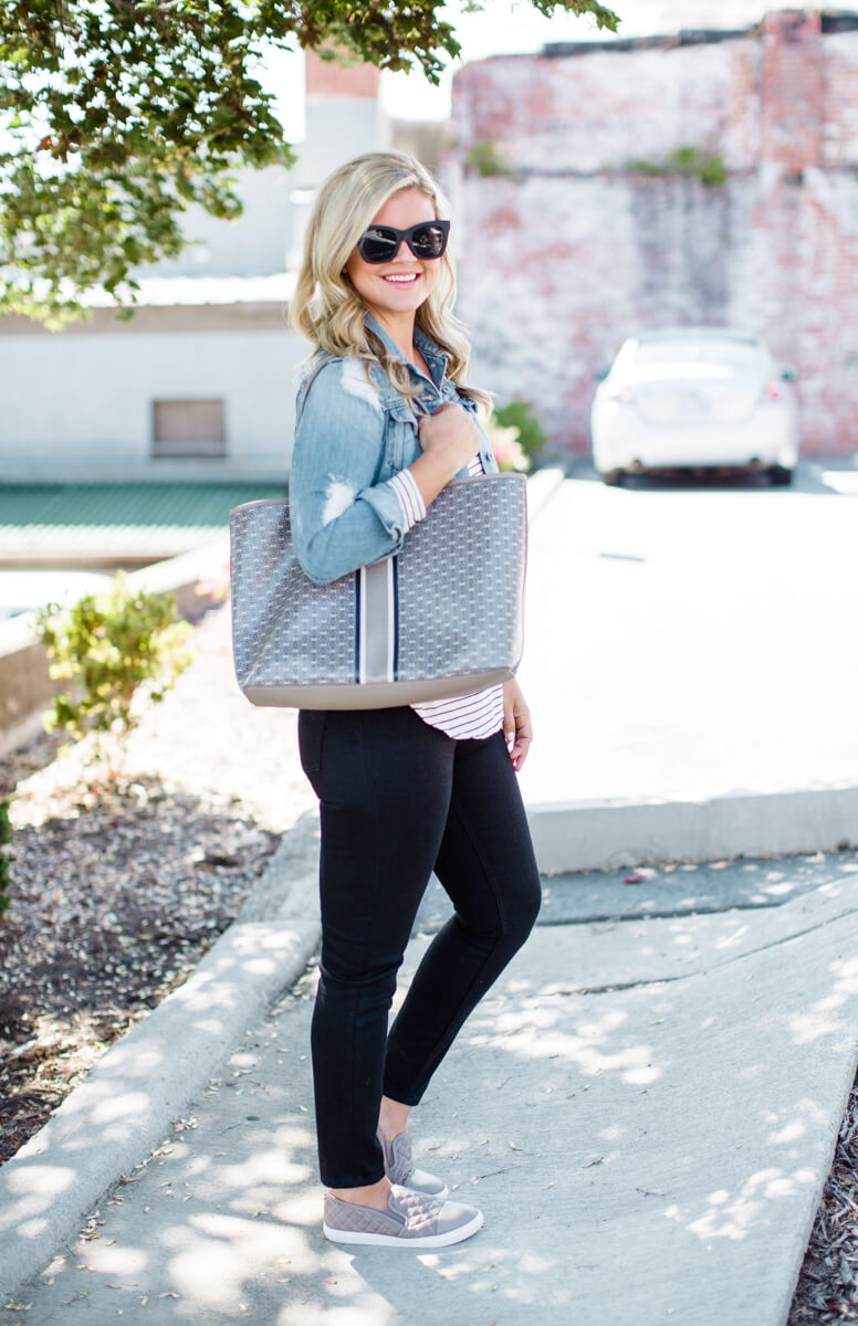 stripes and sneakers, casual fall outfit from cristin cooper of thesouthernstyleguide.com