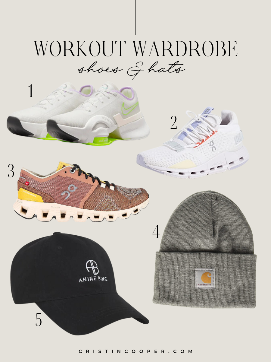 workout outfit refresh shoes and hats