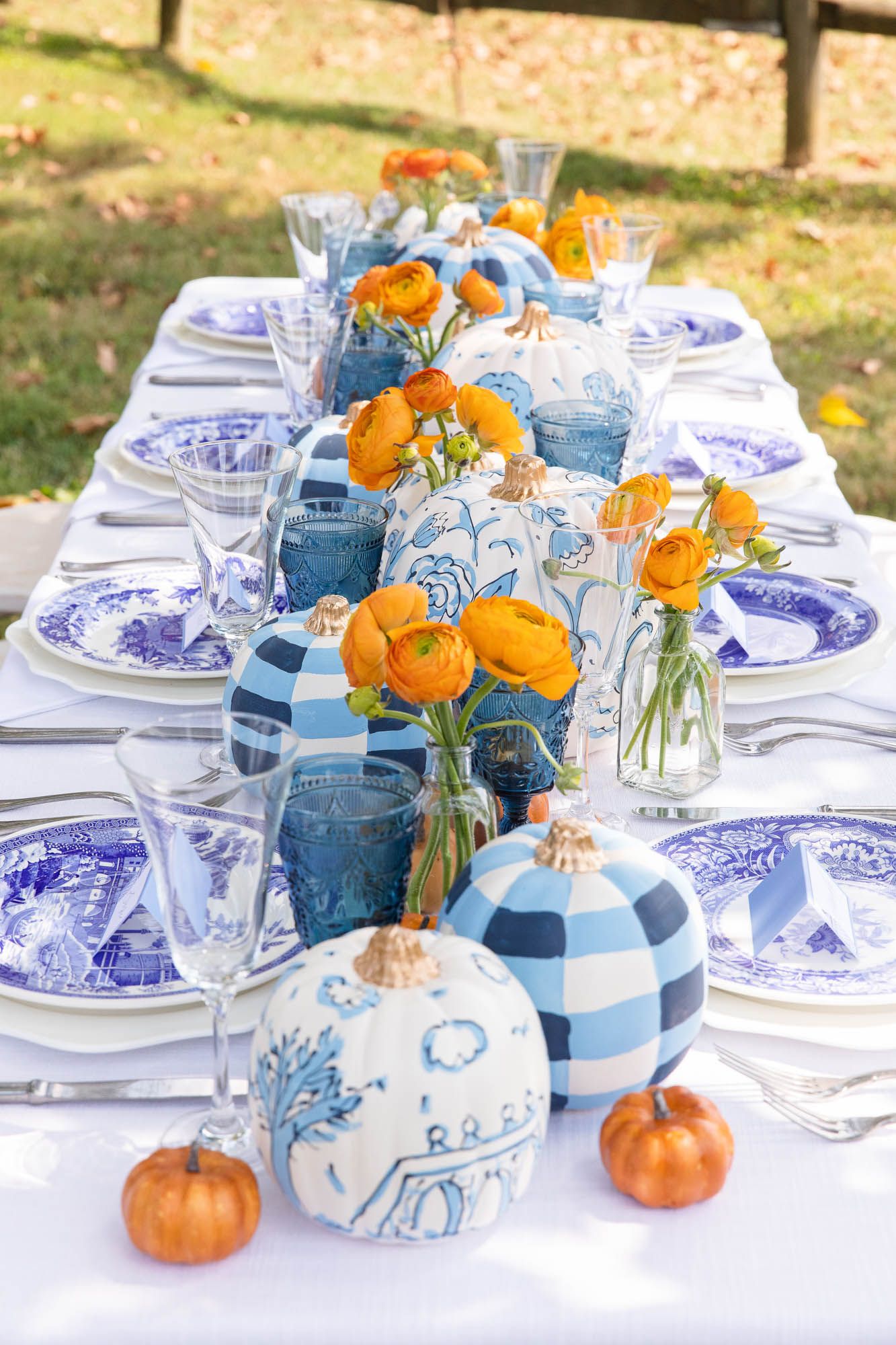 Blue and White Table for Fall