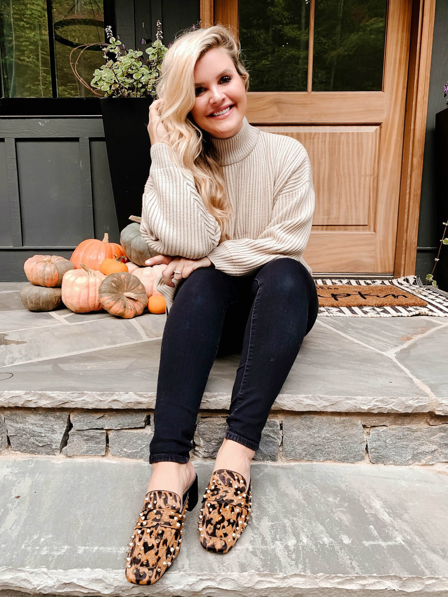 Mockneck Sweater with Leopard Shoes