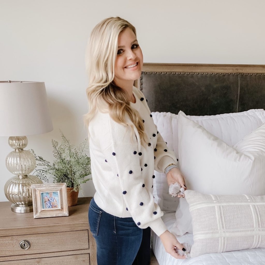 Bobble Sweater + Serena and Lily Bedding