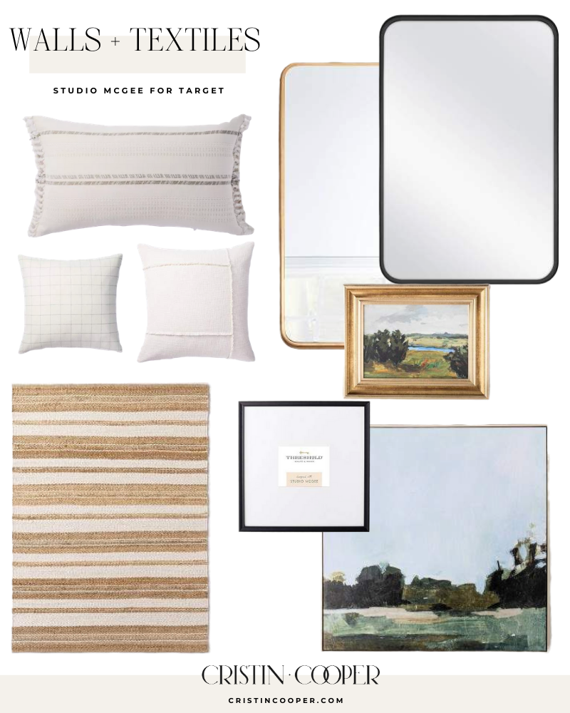 Wall decor and textile picks from Studio McGee's line at Target