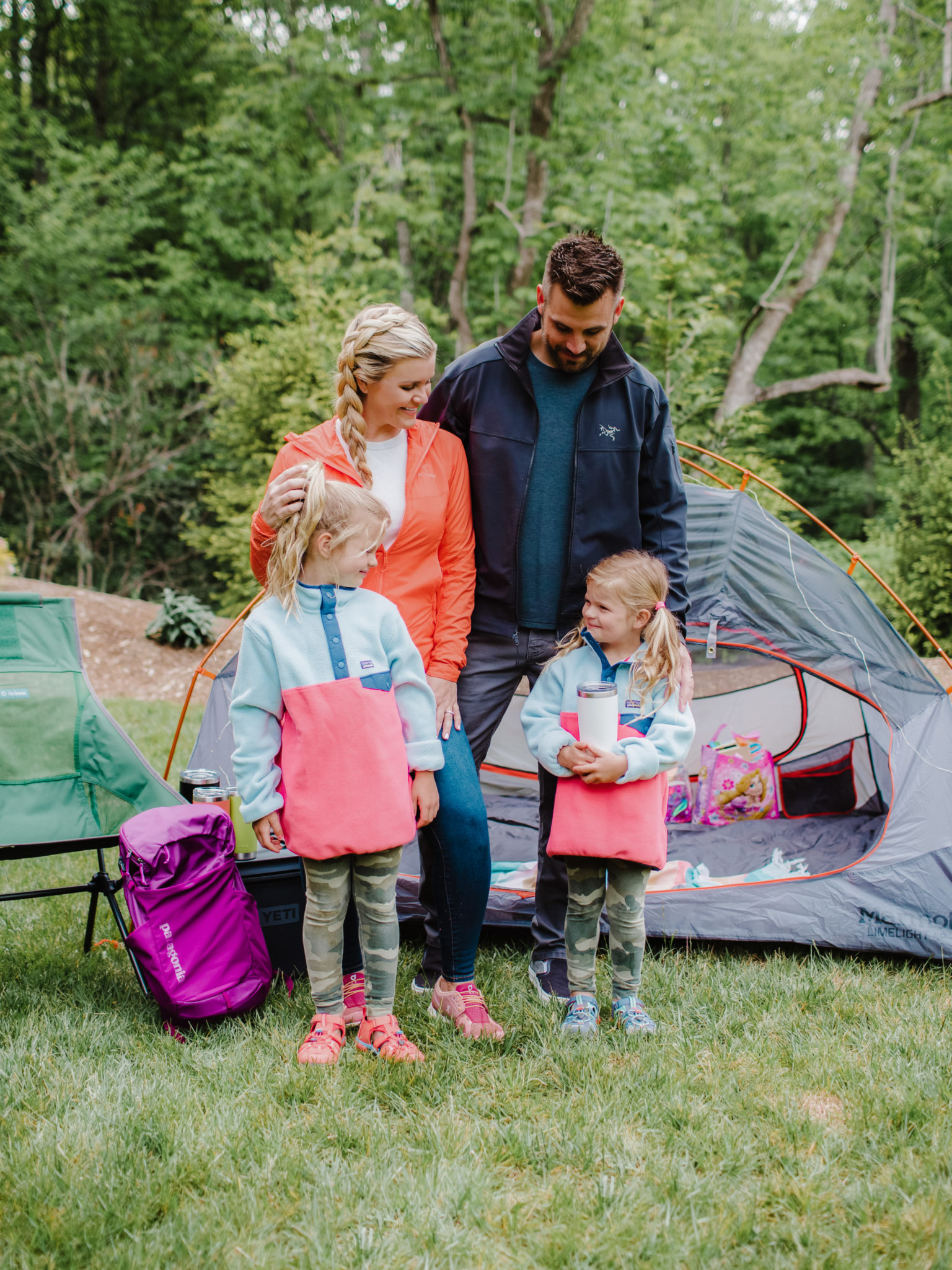 Family backyard camping