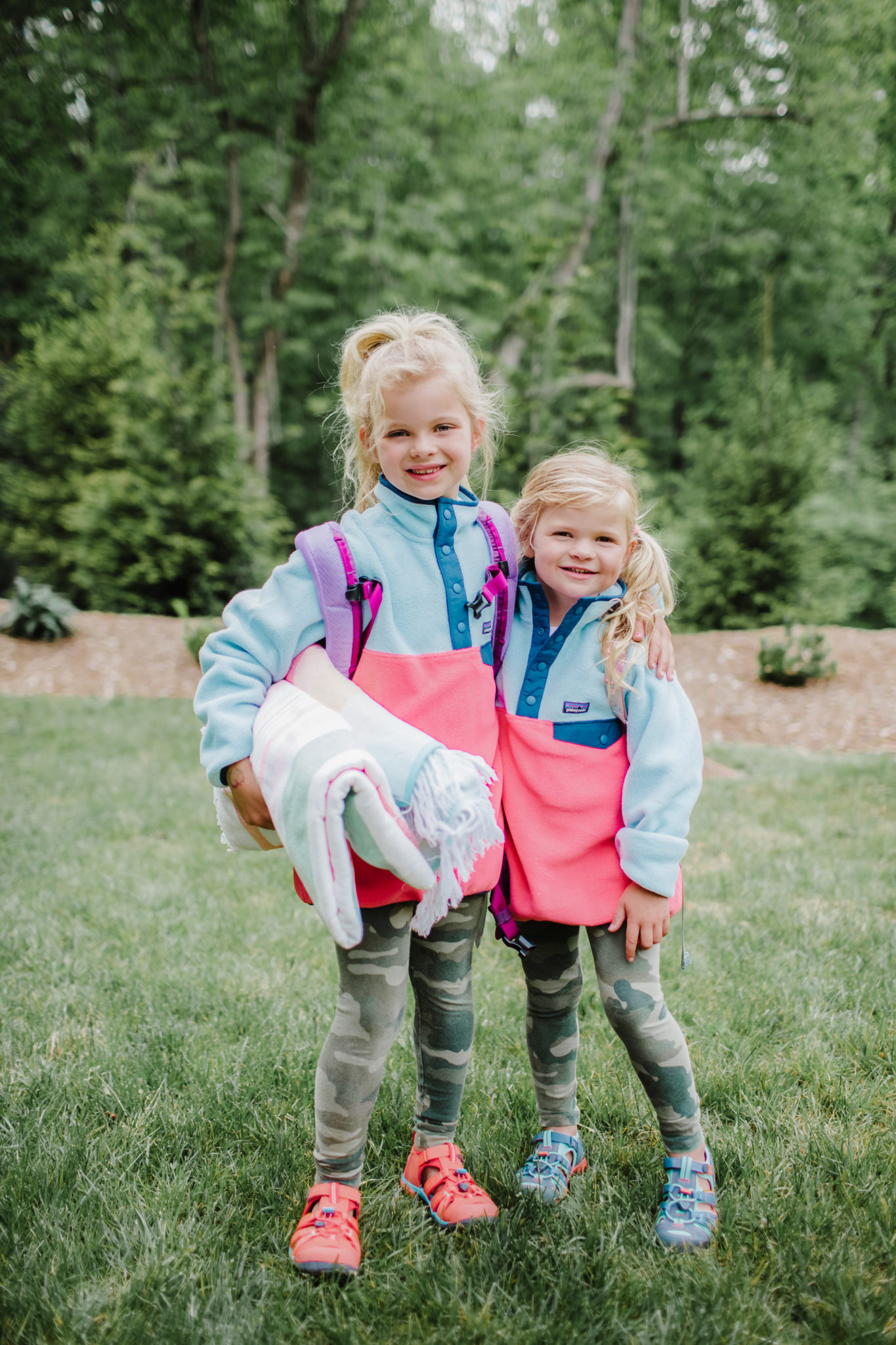 Cooper girls wearing outdoor apparel from Backcountry