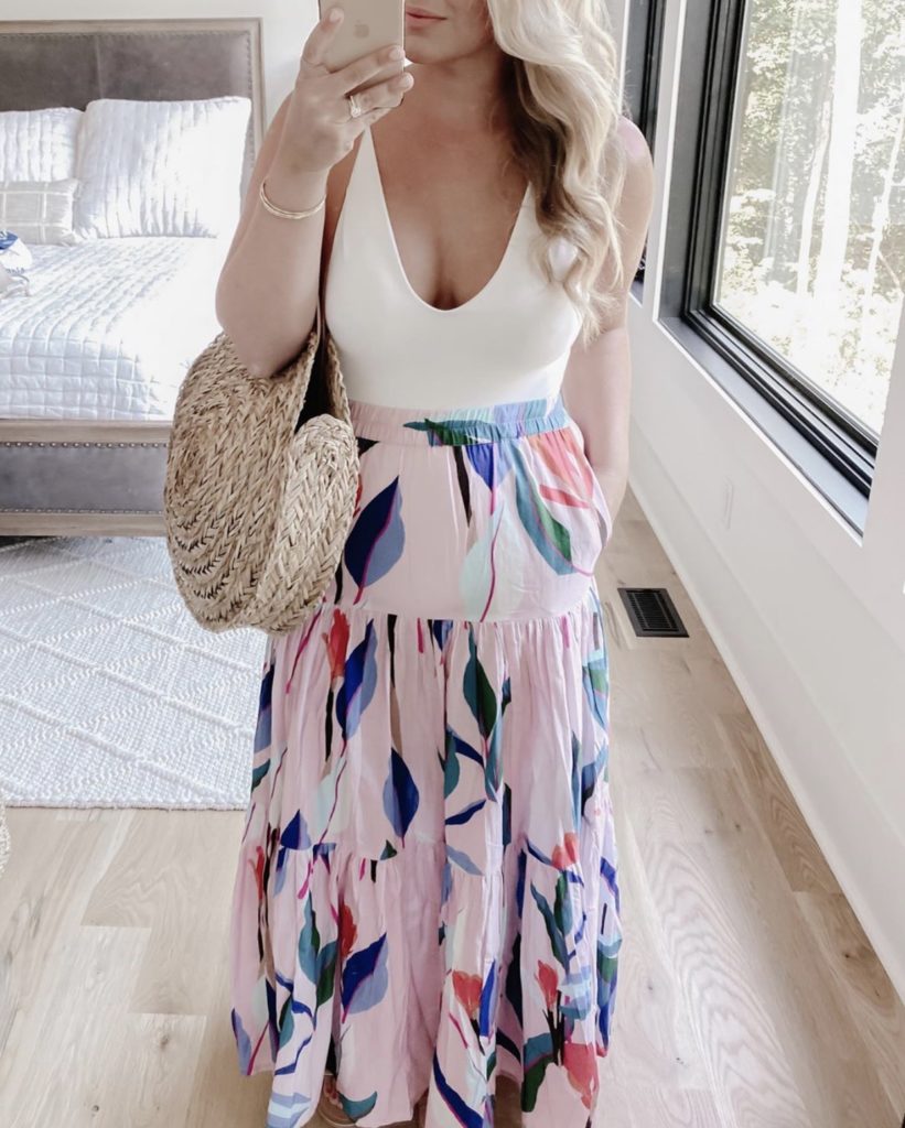 Floral maxi skirt with body suit