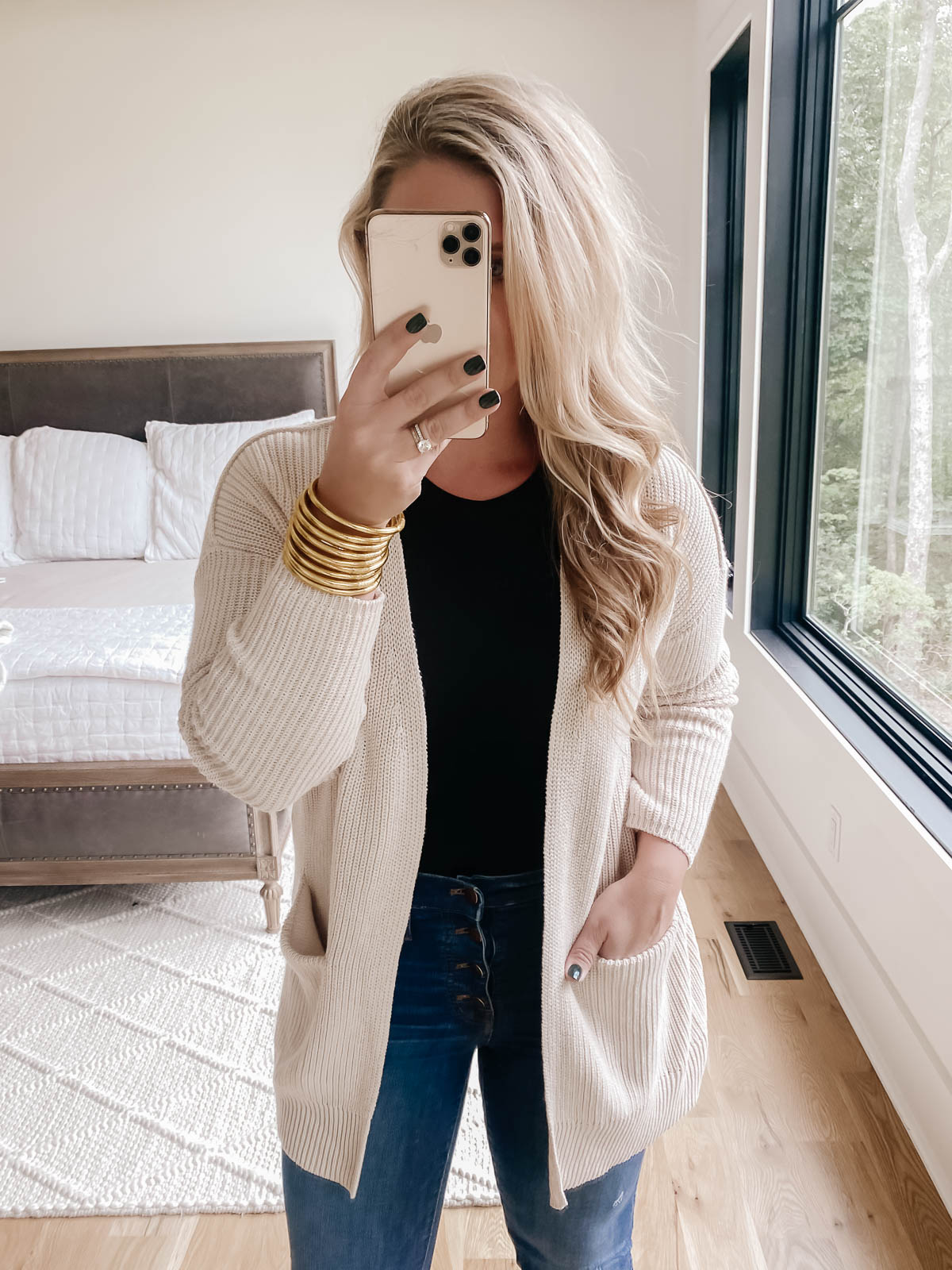 Fall style featuring ivory cardigan from Target