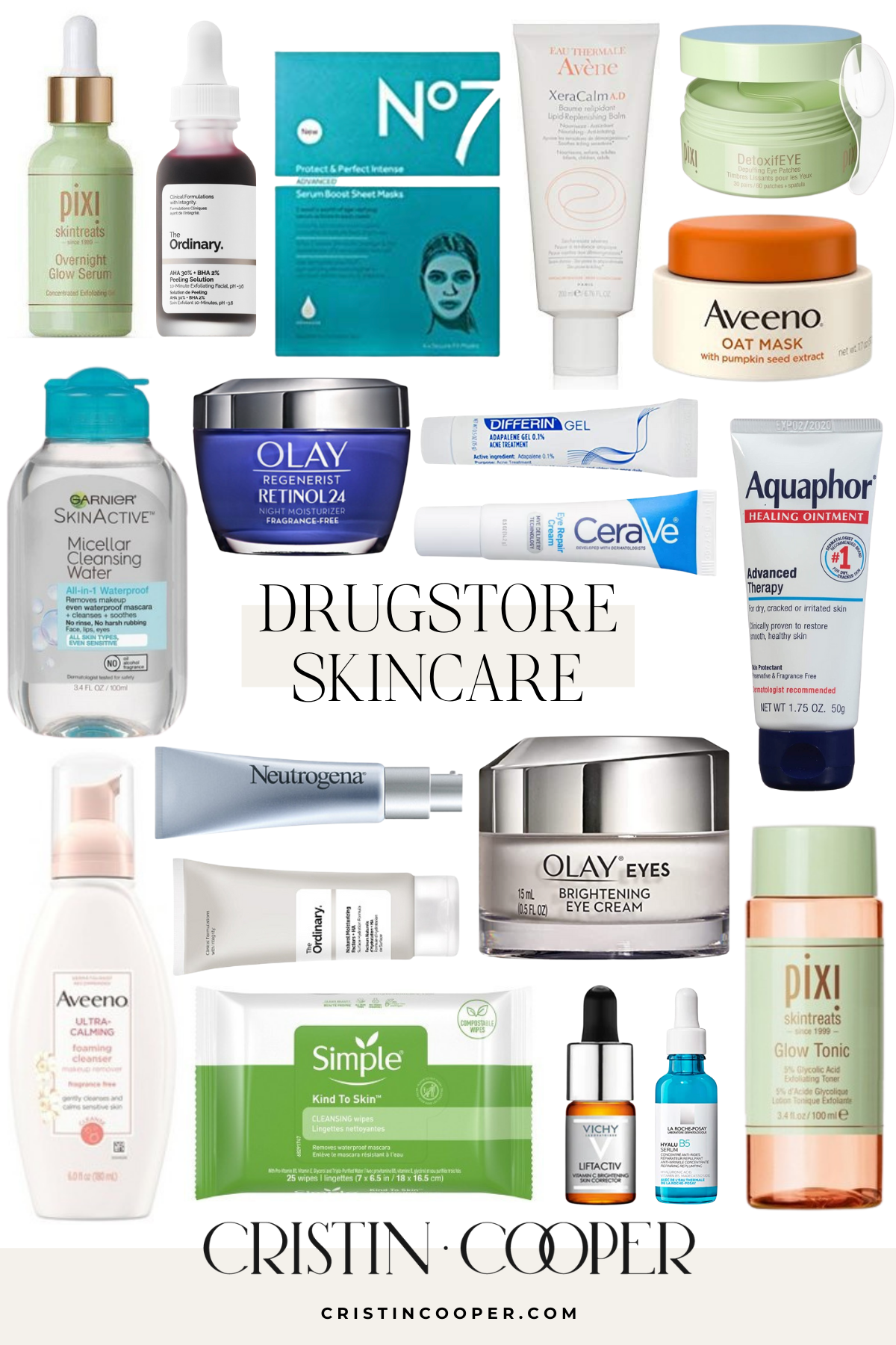 Best Drugstore skincare. Drugstore eye cream. Drugstore moisturizer. Drugstore face wash and cleanser. 